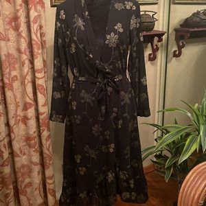 Benares Dress Size M Color Black with gold thread.